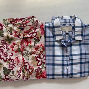 Banana Republic Gap lot of 2 Bundle Plaid Blue Red Floral Shirt Sz M Soft Wash